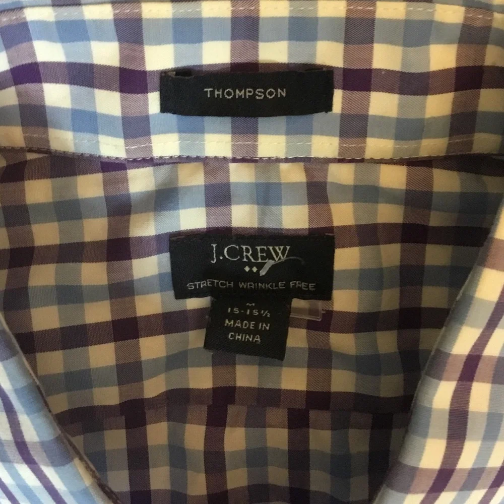 J. Crew Men's Checked Button-Down Shirt in Purple and White